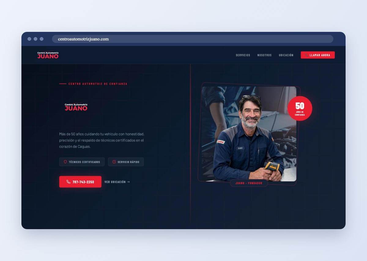 portafolio-centro-automotriz-juano-mockup Página web de Centro Automotriz Juano