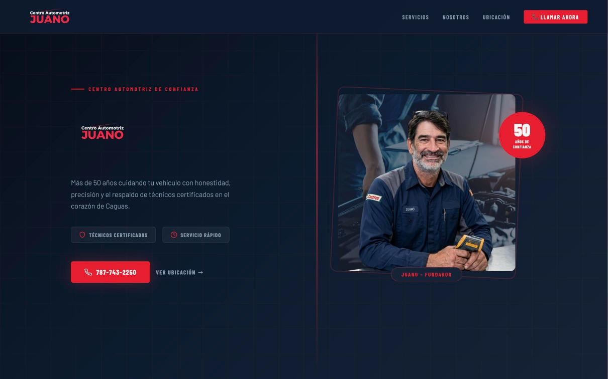 Página web de Centro Automotriz Juano en computadora